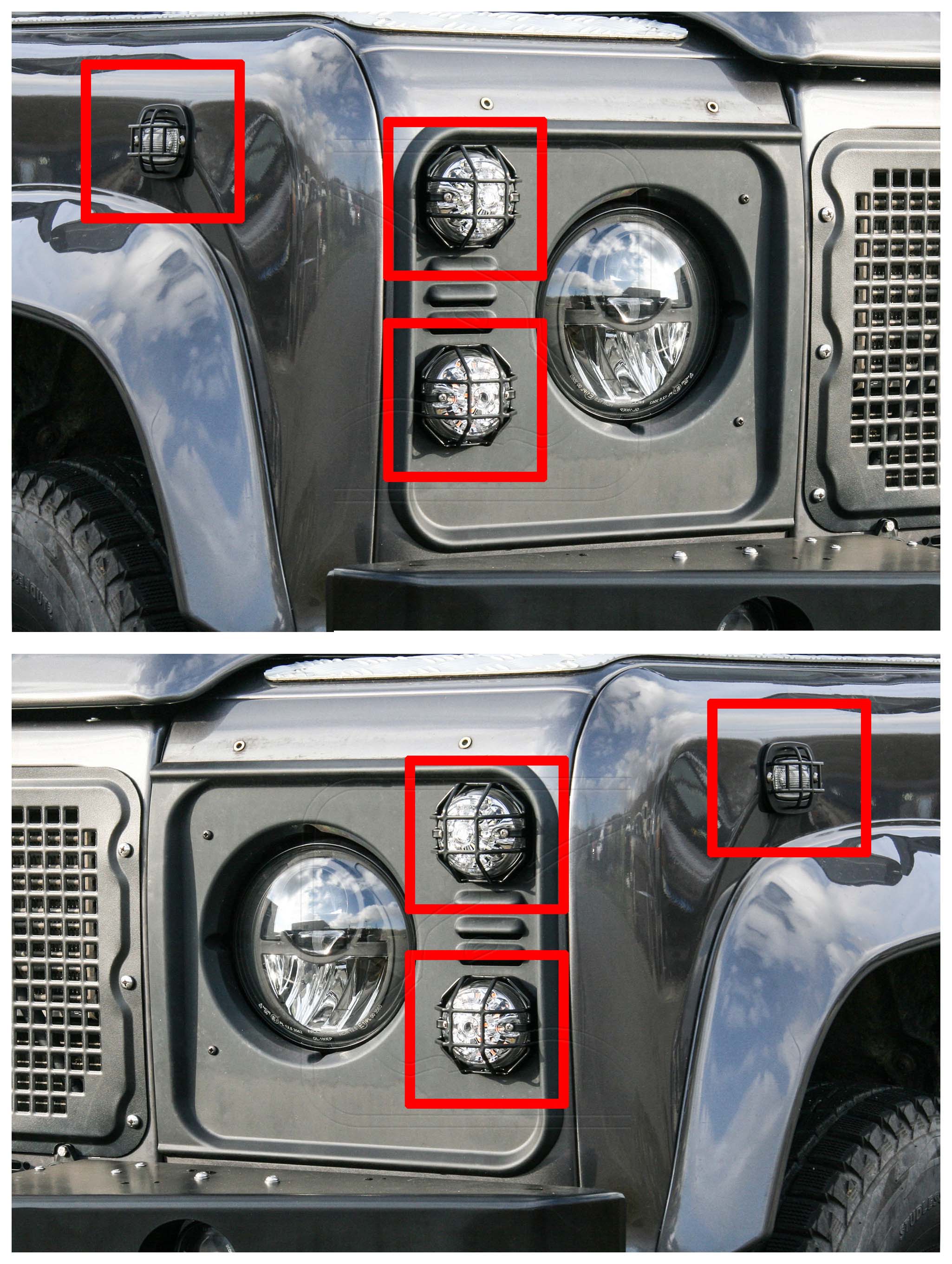 Anwendungsbeispiel, Scheinwerferschutzgitter für Blinker/Brems-/Standlicht, Kotflügelblinker
