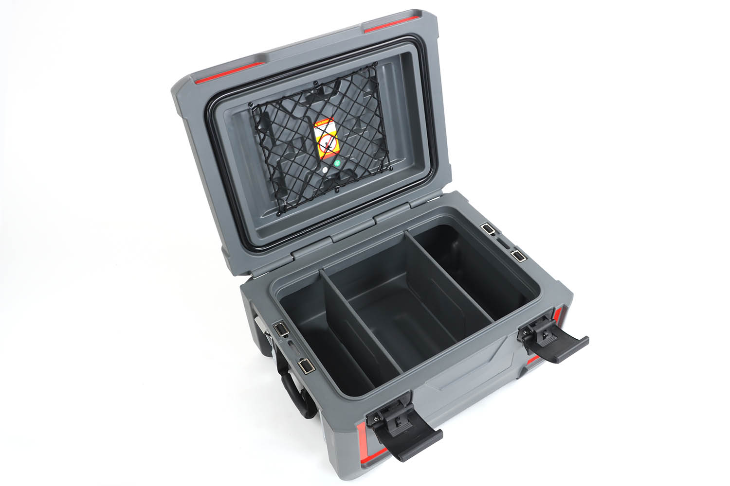 50l Transportbox, Ansicht geöffnet mit Trennwänden