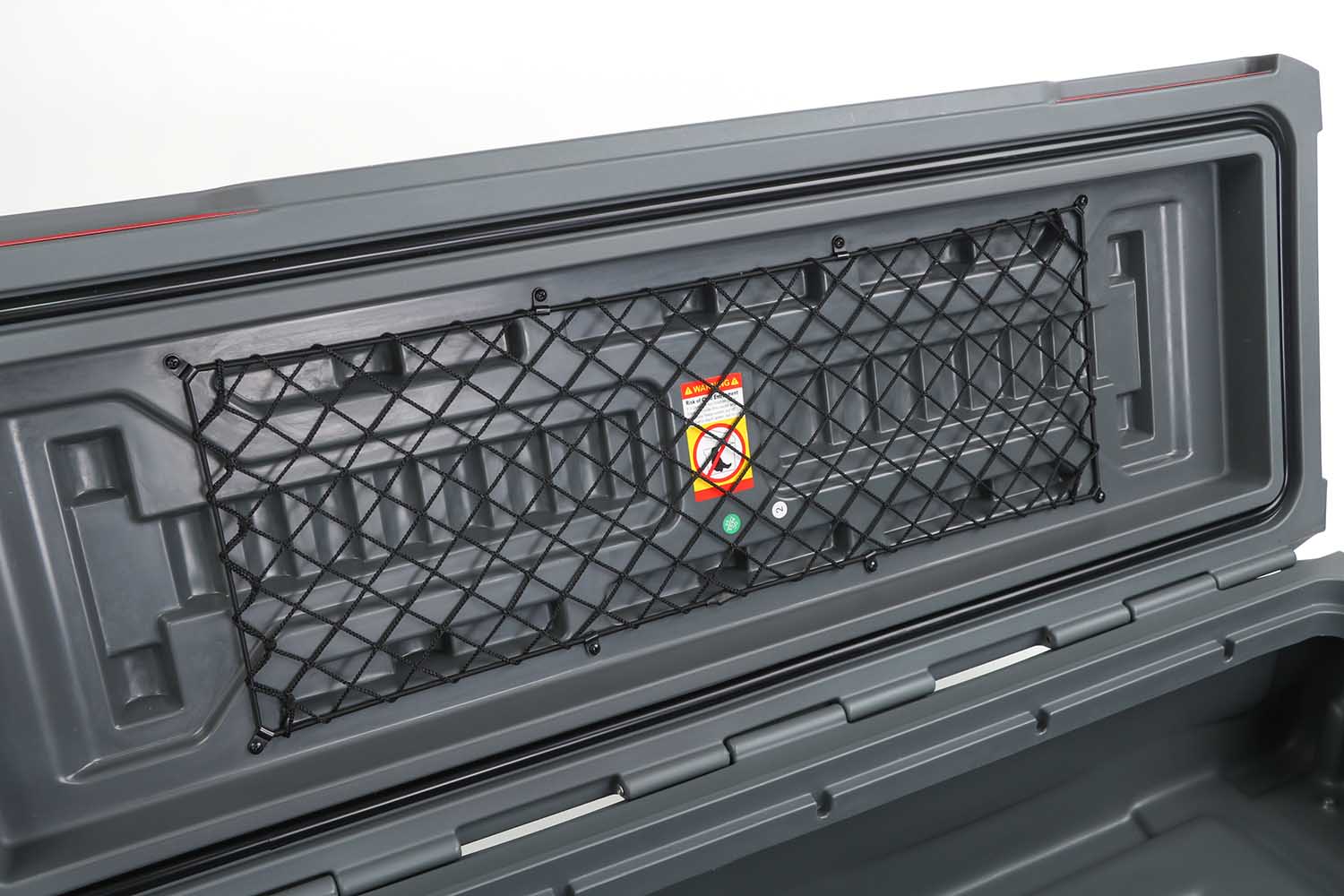 Transportbox 110l, Detailaufnahme, Staunetz im Deckel