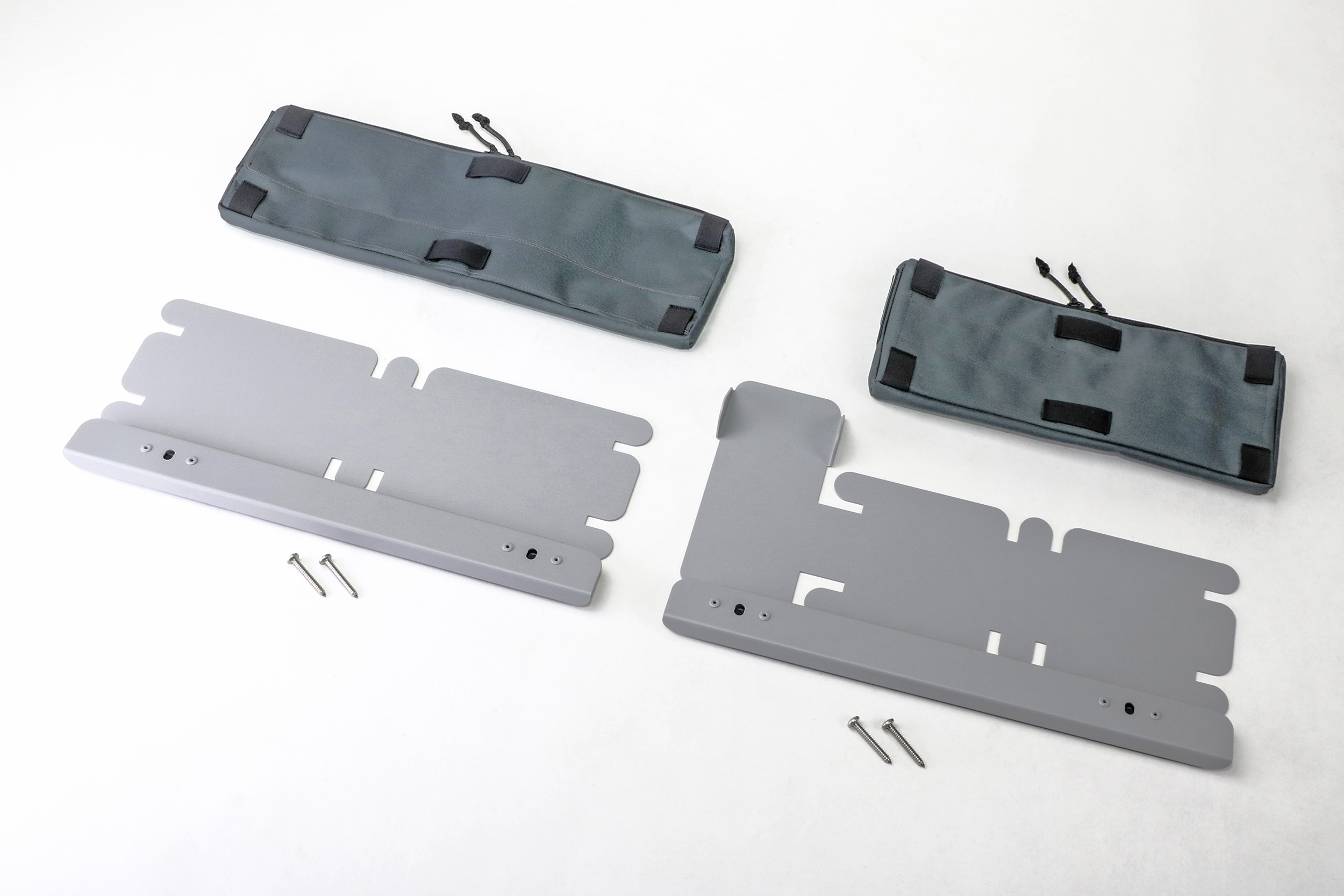 Set, left standard and right with radio holder, grey