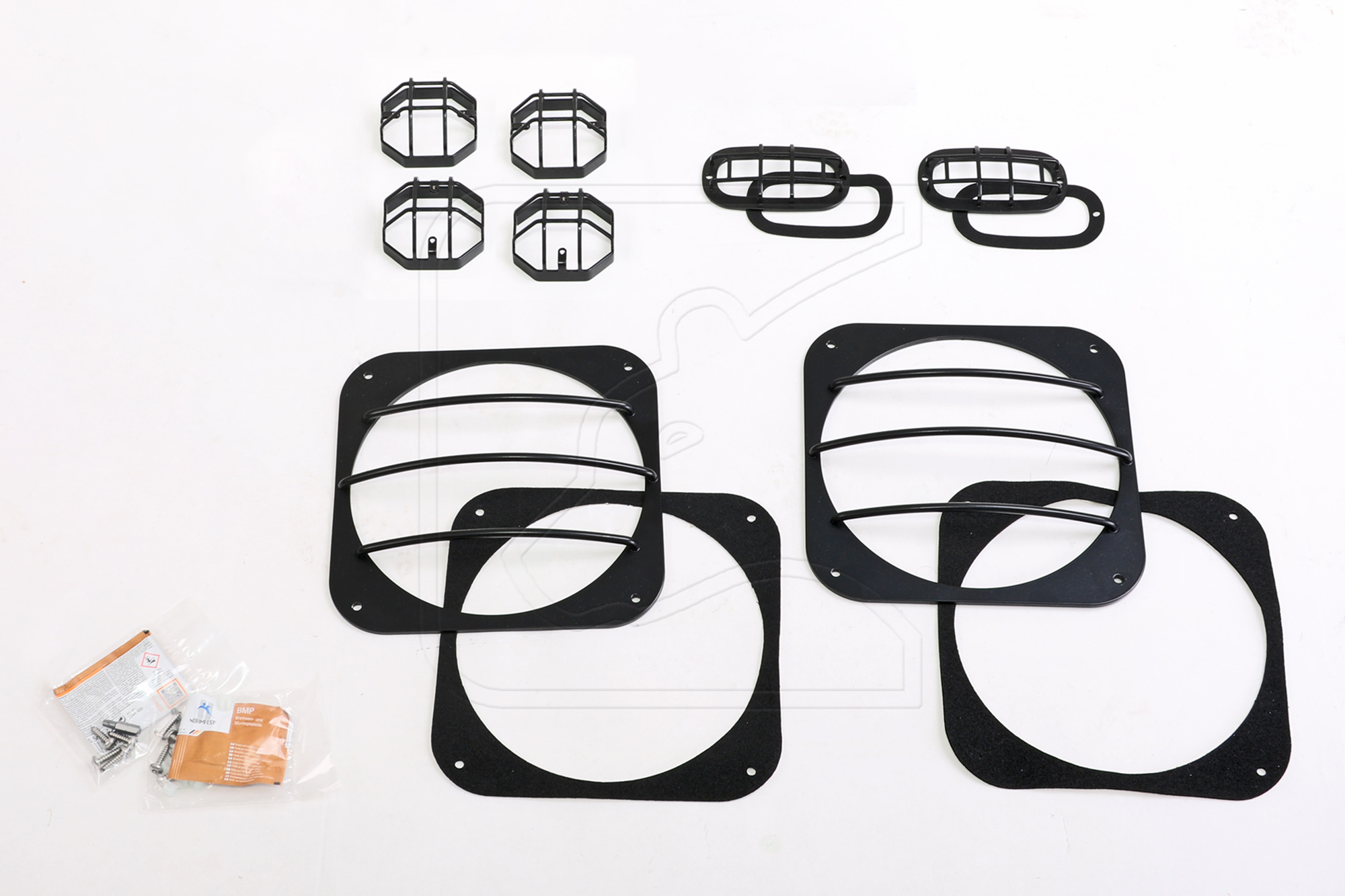 Schutzgitter Set für die Front, Blinker/Brems-/Standlicht, Kotflügelblinker, Hauptscheinwerfer