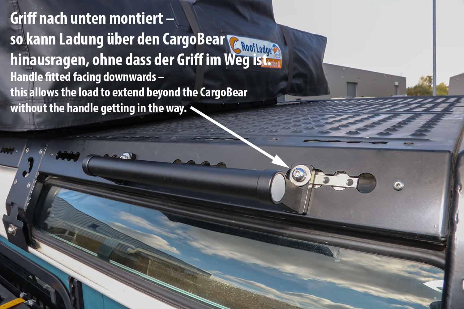 Griff mit senkrecht montierten Adapterplatten am CargoBear