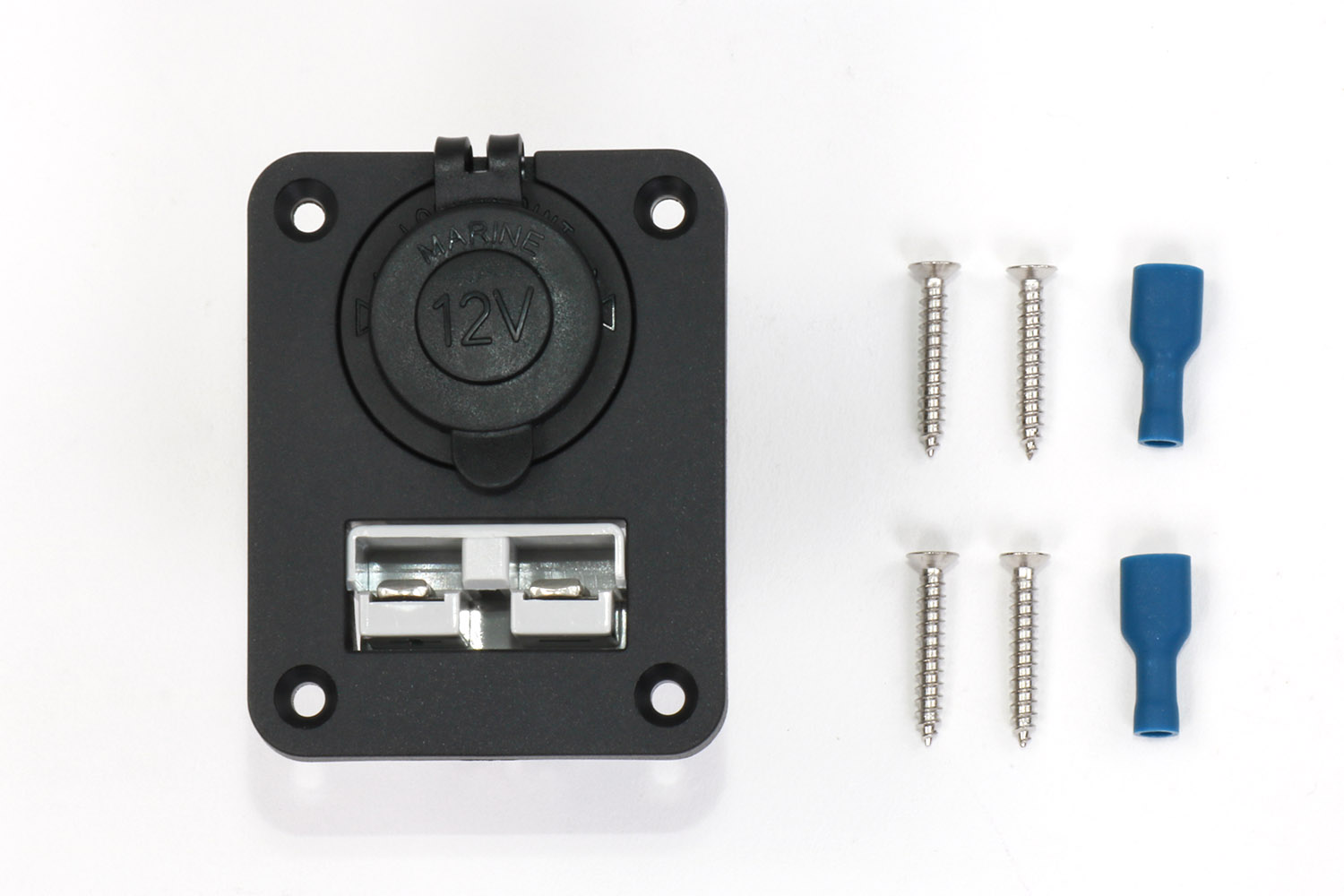 Mounting panel with 12V socket and quick connector