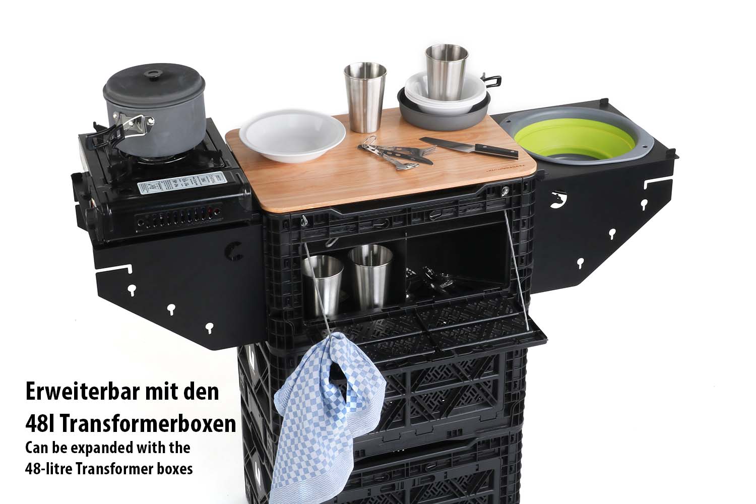 Portable kitchen box for camping, outdoor