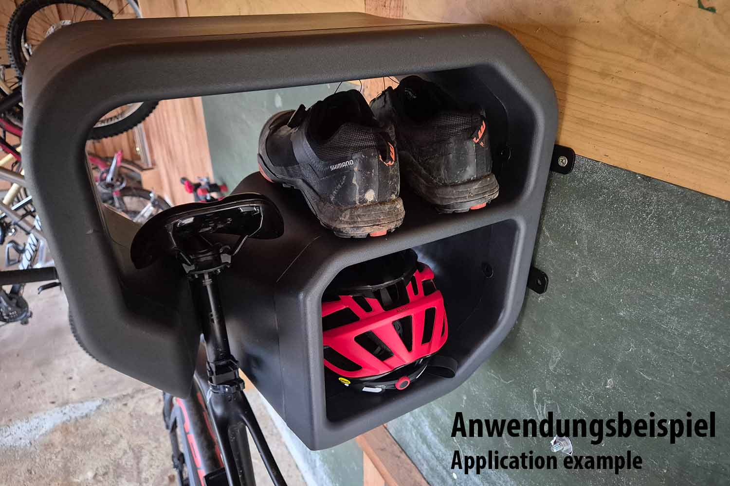 Halterung für Fahrrad mit Ablage