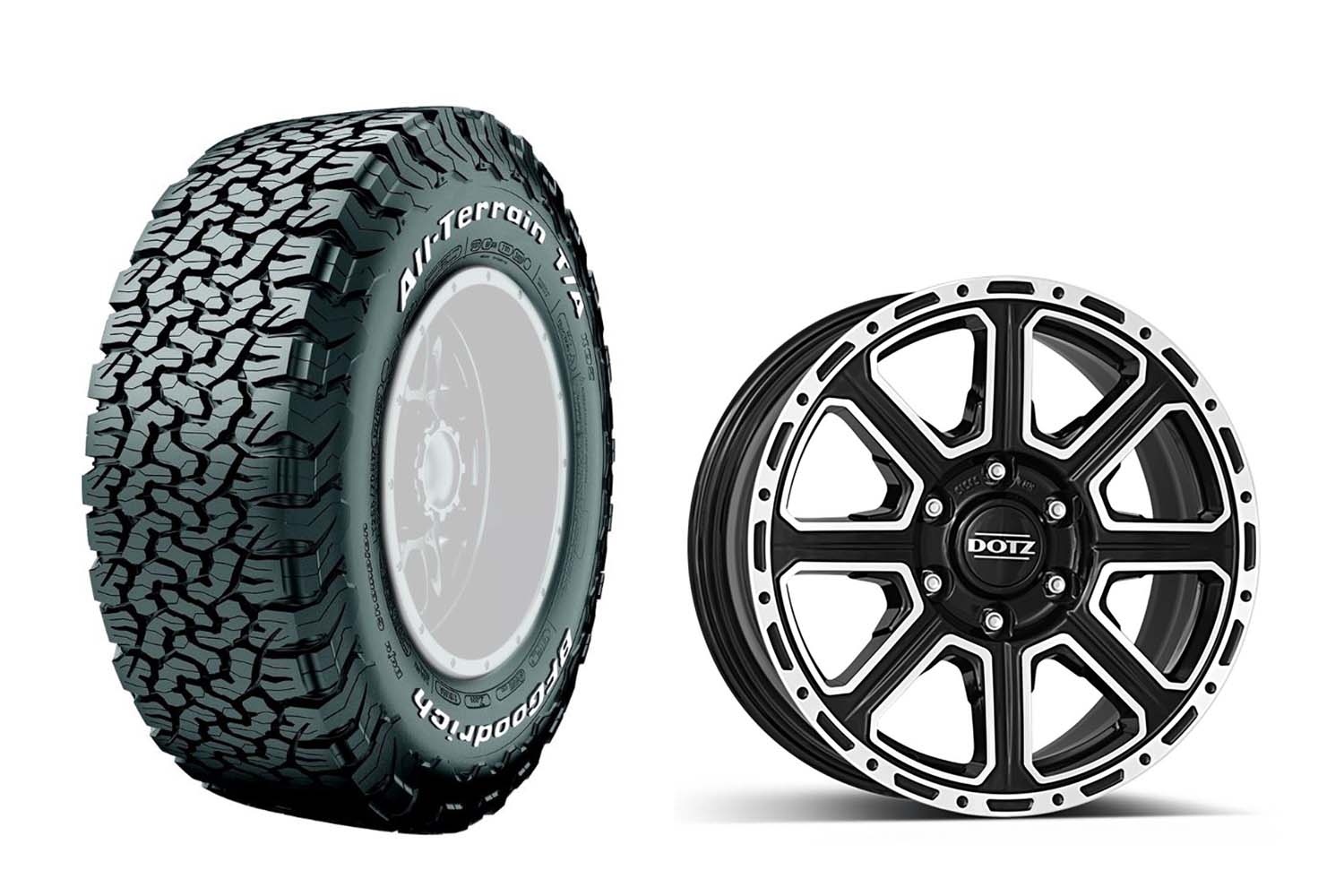 BF Goodrich All Terrain T/A KO2 265/65R18 on aluminium rim Dotz Kalahari Dark 8x18" ET30