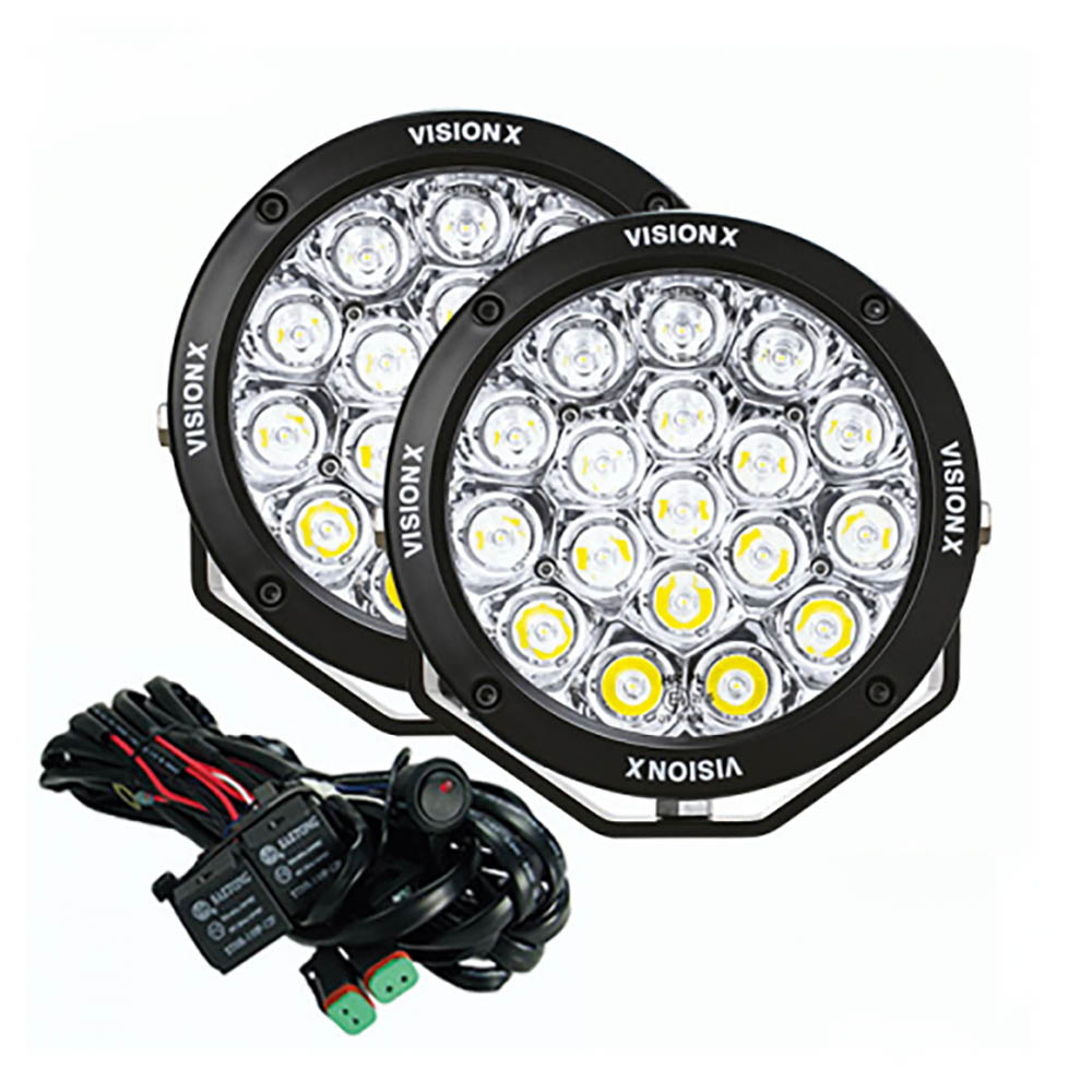 1 Paar, Vision-X GEN2 Cannon 6.7 Zoll 126W Multi LED, Fernscheinwerfer mit Kabelsatz