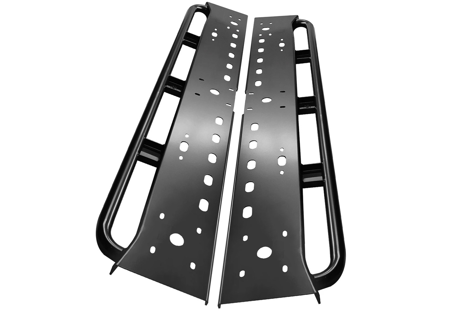 Round tube side steps, powder-coated, for Land Rover New Defender