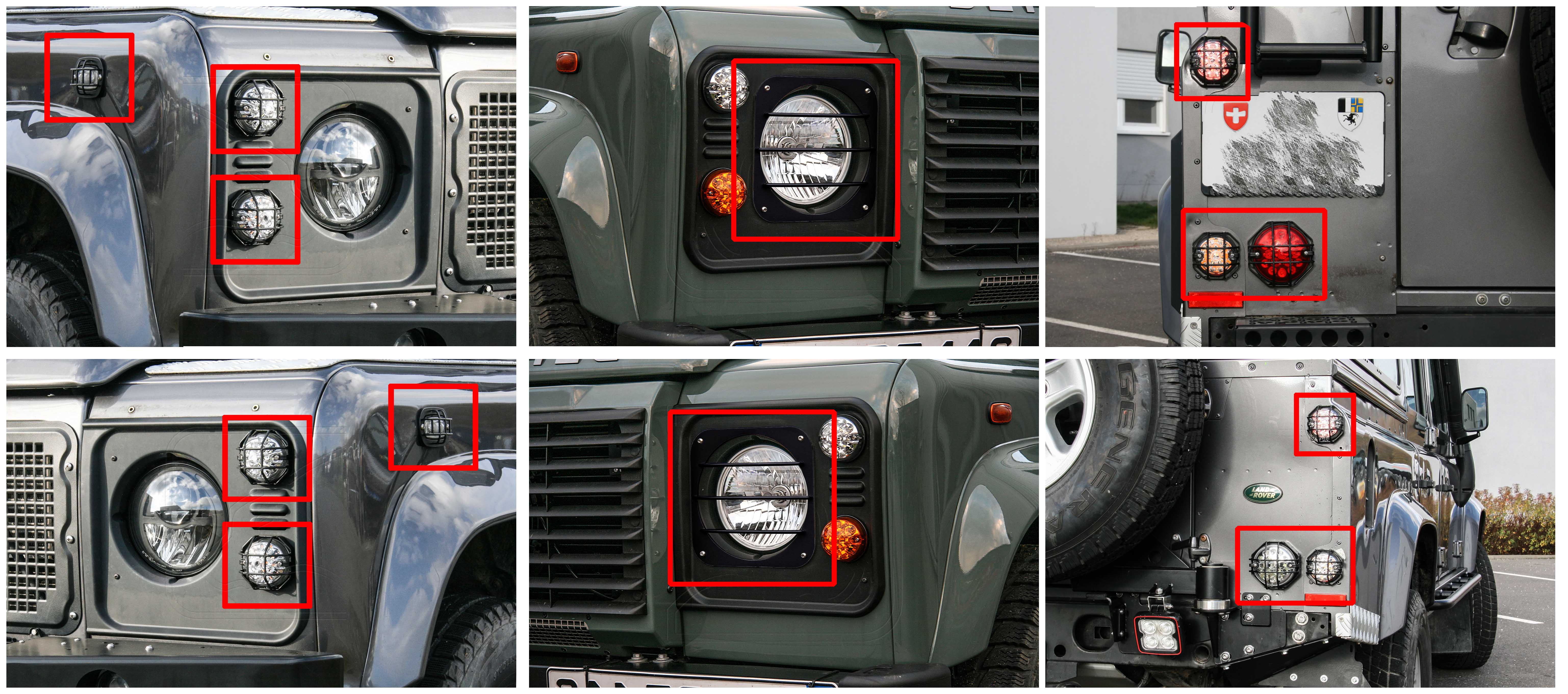 Complete set of protective grids for lamps, made of stainless steel