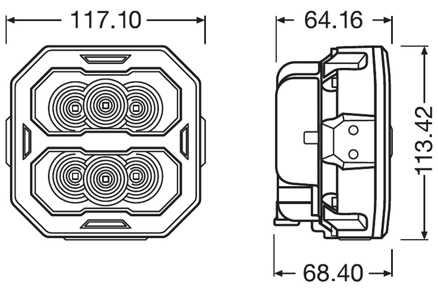 Zeichnung, Maße, PX4500 Spot