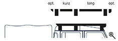 Illustration of optional short and long van roof rack module