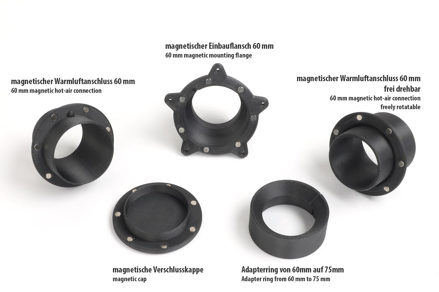 Quick-connect set, magnetic, for auxiliary heating