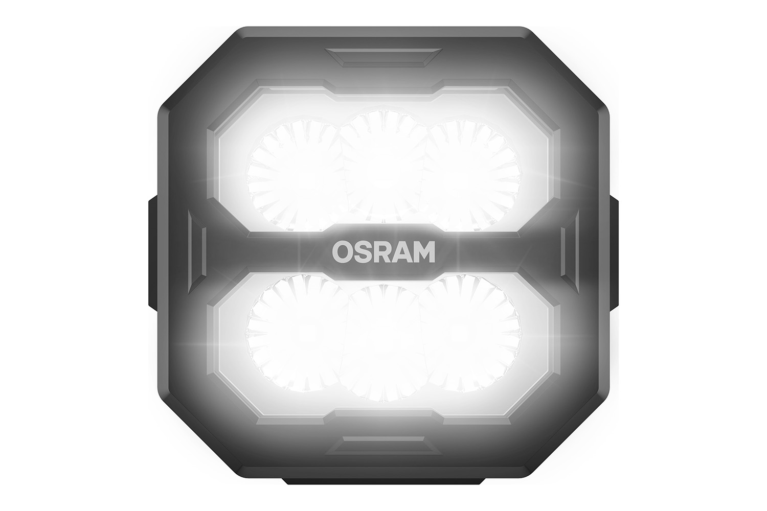 OSRAM LEDriving Cube PX3500 Spot, front view, luminous