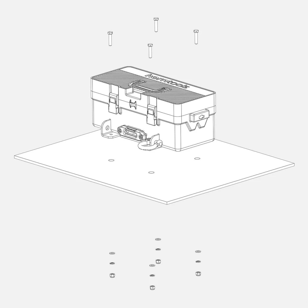 Winch box, also for fixed mounting