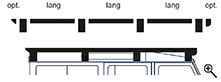Diagram of modular roof rack with optional long bars