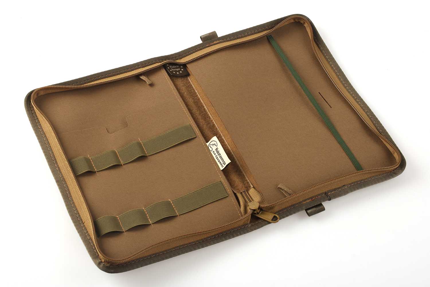 Notizbuchtasche, Loden, grau, Ansicht offen