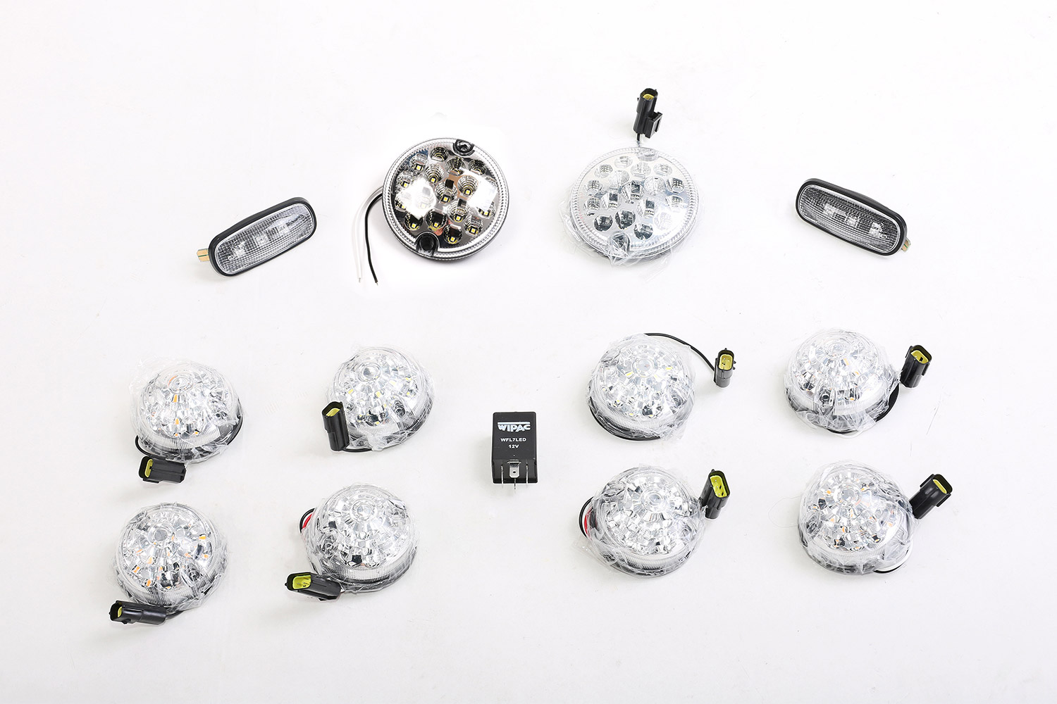 Complete LED trailer light set with round and side marker la