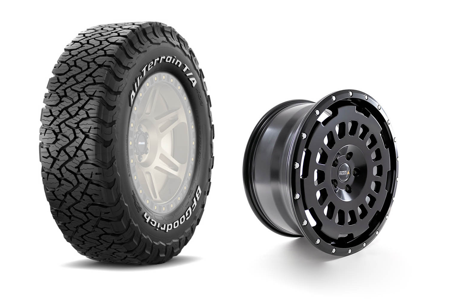 Komlettradsatz BF Goodrich All Terrain T/A KO3 auf Twin-Monotube-Projekt AT 9x20" ET40, schwarz