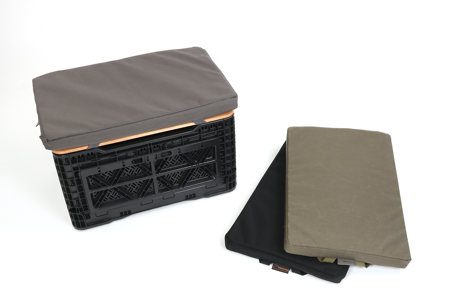Seat pad for transport box, black, olive, grey