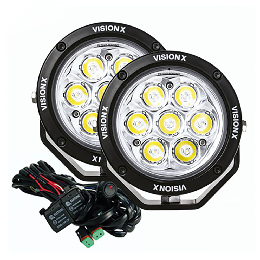 1 Paar Vision-X GEN2 Cannon 4.7 Zoll 49W 7 LED Fernscheinwerfer, mit Kabelsatz