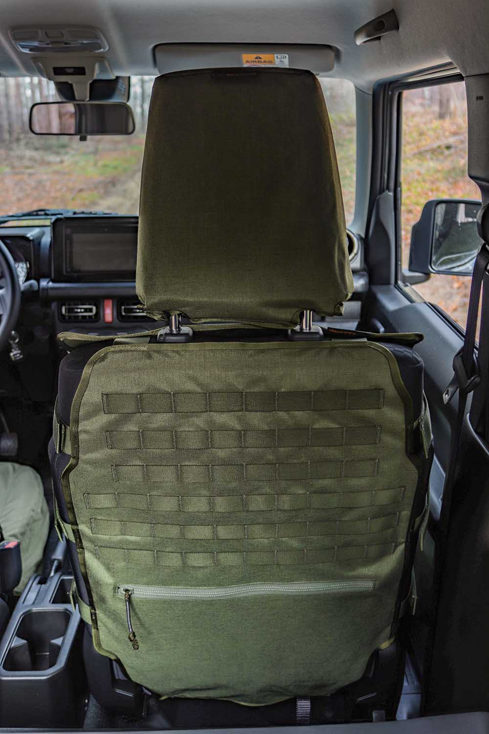  Rückansicht, Sitzbezug, Beifahrerseite, Jimny2, oliv