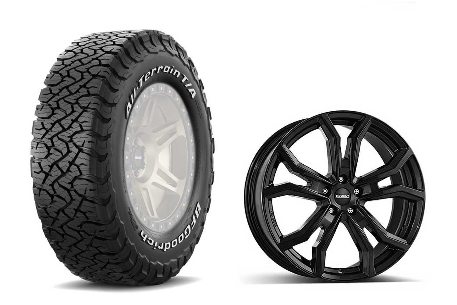 Komplettradsatz New Defender BF Goodrich All Terrain KO3 auf Dezent TV black Felge