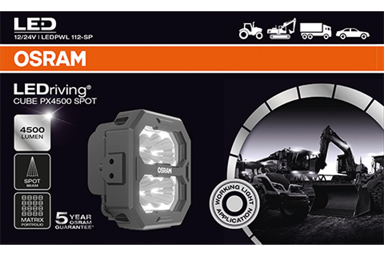 LEDPWL 112-SP, OSRAM Cube PX4500 Spot Beam