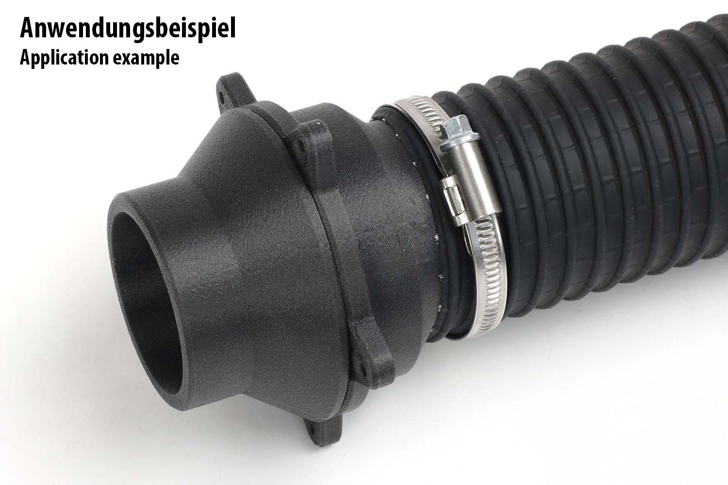 Anwendungsbeispiel, Warmluftanschluss an Waluflexschlauch