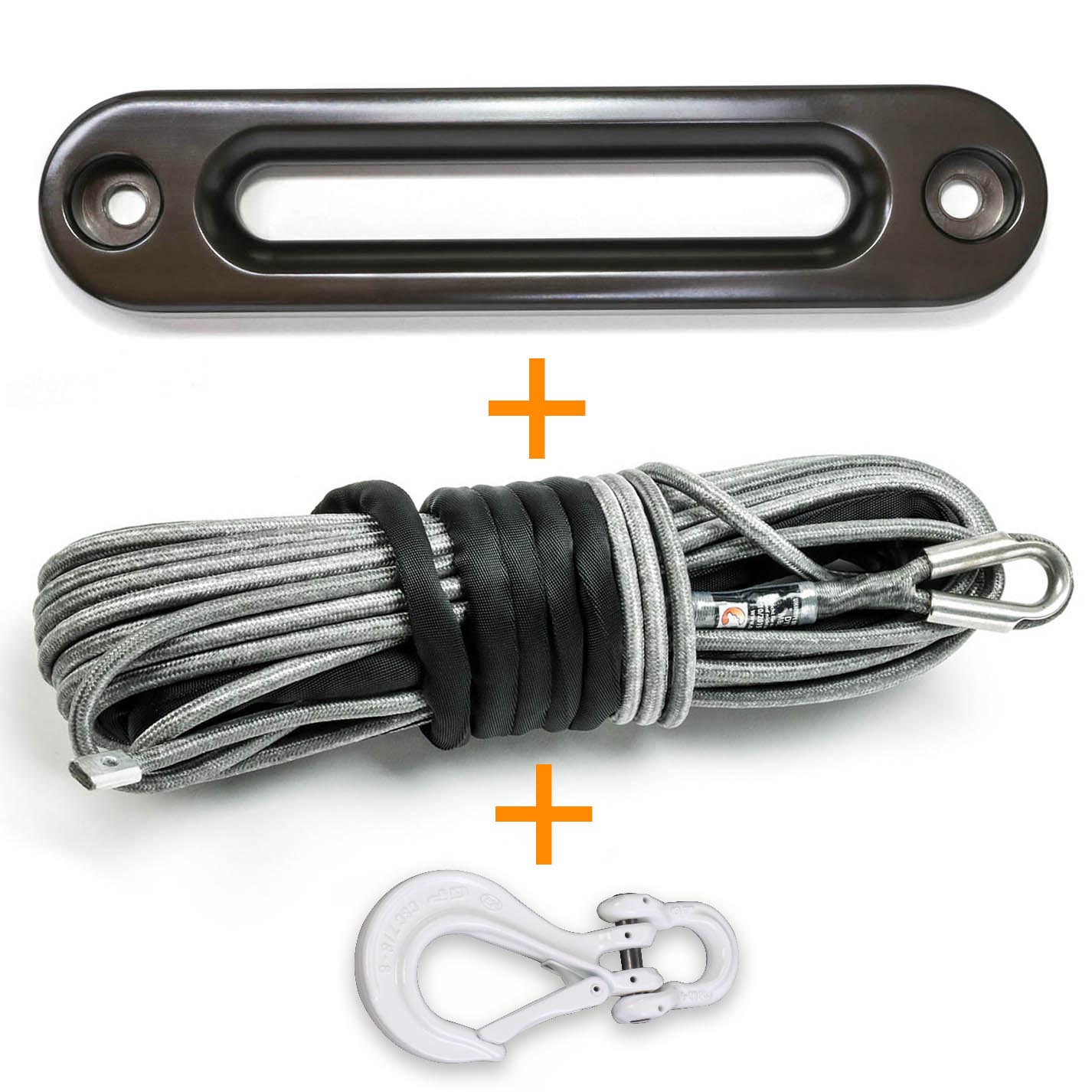 Kunststoffwindenseil, grau, inkl. Windenfenster und Windenhaken