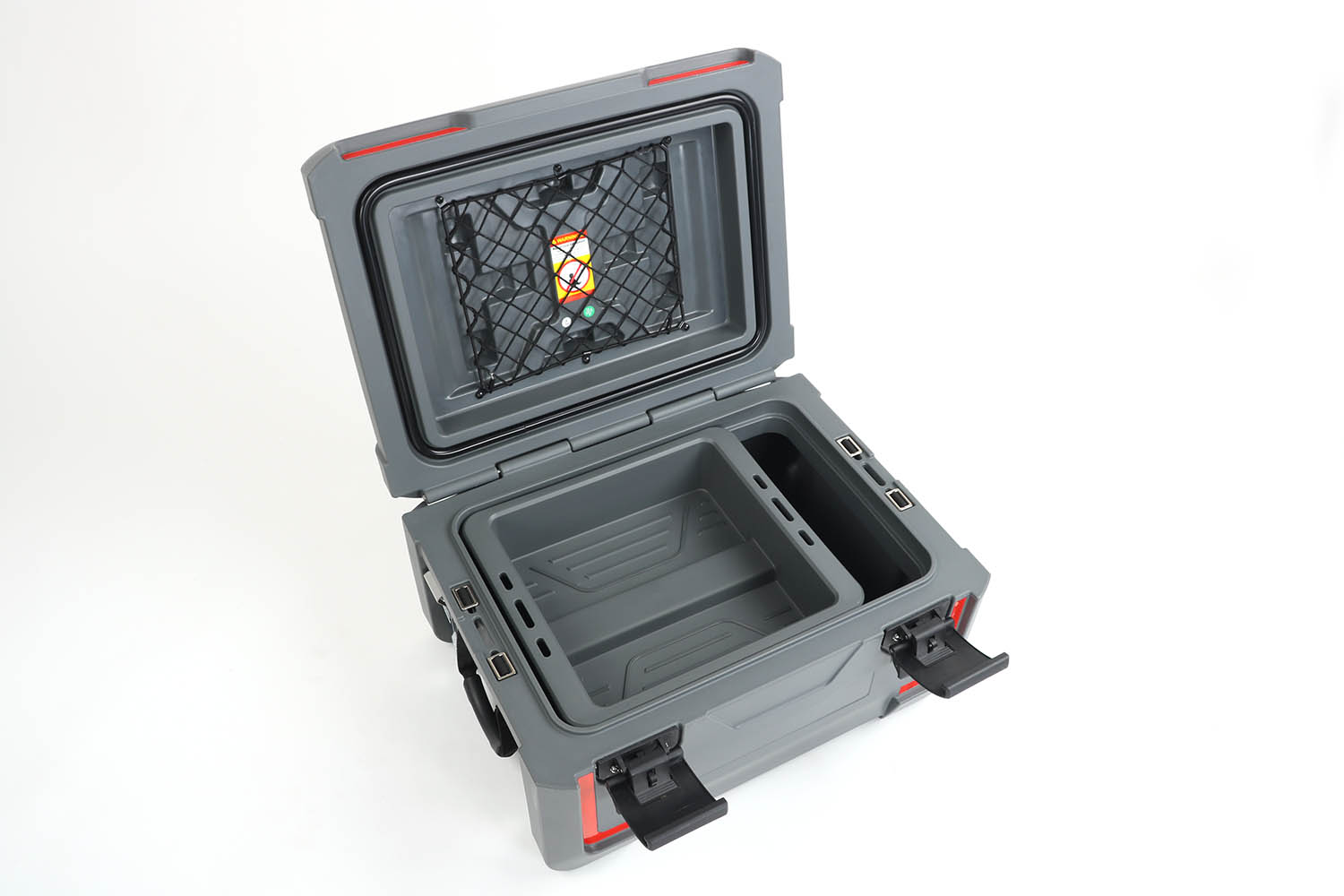 50l Transportbox, Ansicht geöffnet mit Inlay