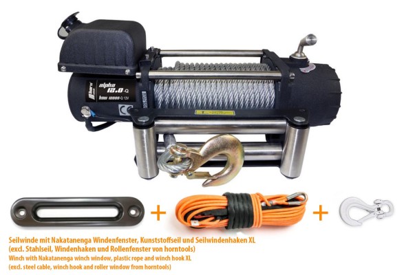 Horntools Alpha 12.0 winch with 5.4to pulling force, 12 Volt electric winch, with winch cable