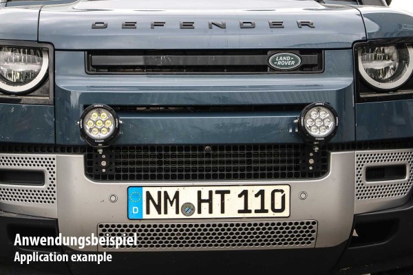 Auxiliary headlamps mounted on the New Defender