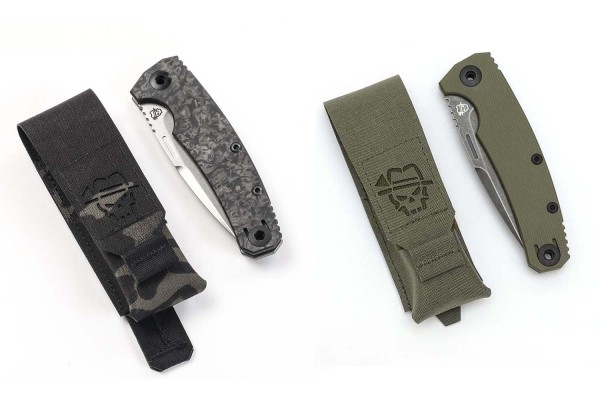 Titanium Sepp folding knife, carbon or olive with laser cut pocket
