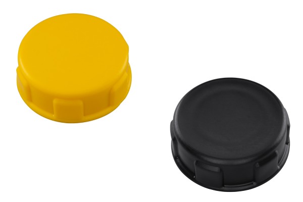 Twist cap for plastic canisters, yellow or black