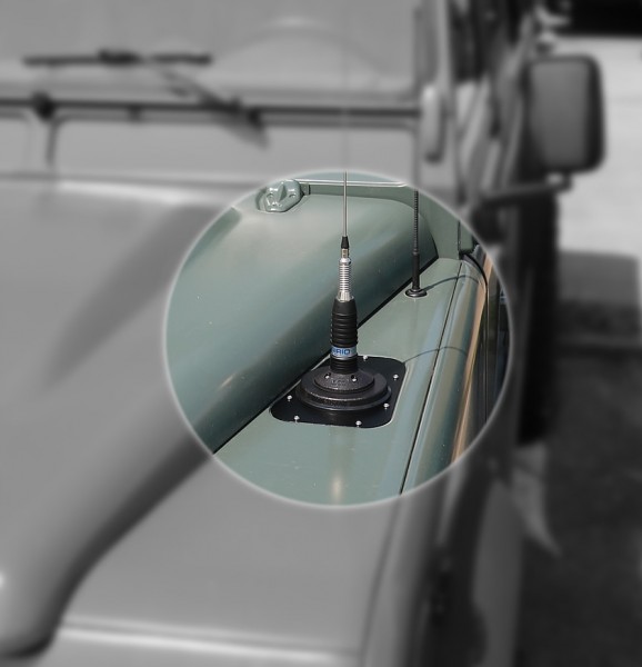Montageplatte Lufteinlass für CB-Funk Antennen, Land Rover Defender