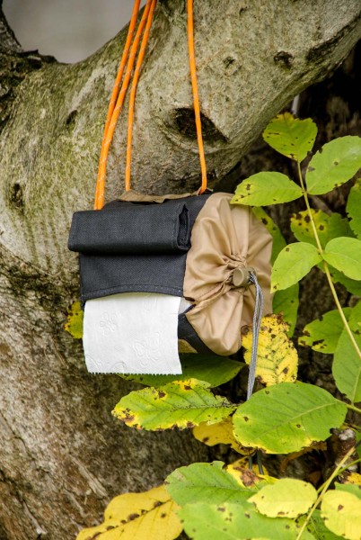 Camping toilet roll holder for on the road