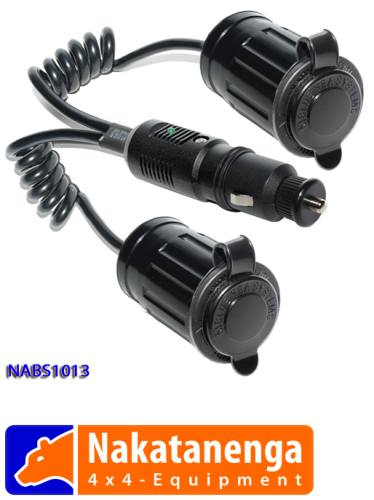 12V extension cable for cigarette lighter, with 2 waterproof sockets