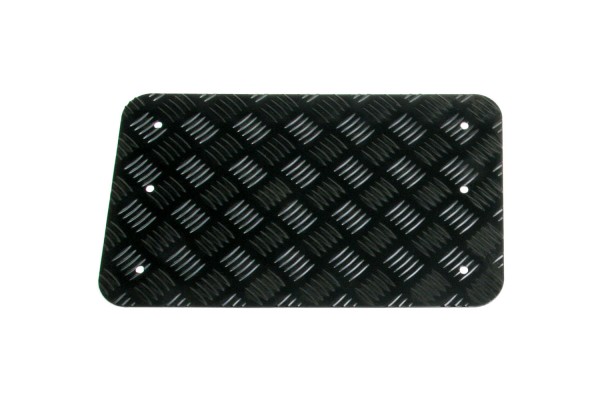 Chequer plate cover plate for Land Rover Defender tailgate outside