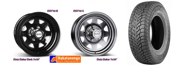 Complete wheel set Nokian Hakkapeliitta LT3 265/75R16 on Dotz Dakar Dark 7x16 for Land Rover Defender