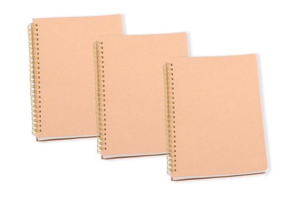 3er Pack, blanko Notizbuch, A5, mit kartoiertem Einband