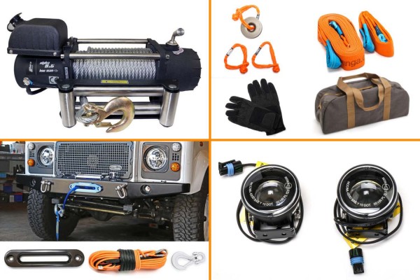 Bundle with Alpha 9.5 winch incl. recovery accessories and headlamp black