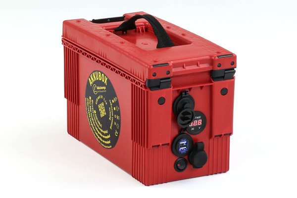 Akkubox, rot, mit LiFePo oder AGM Batterie